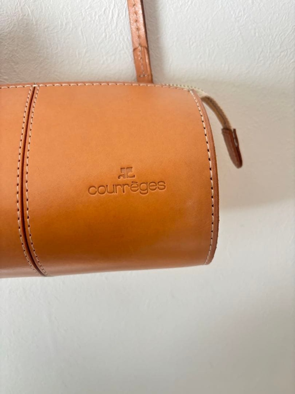 Courrèges Tan Leather Cylinder Shoulder Bag